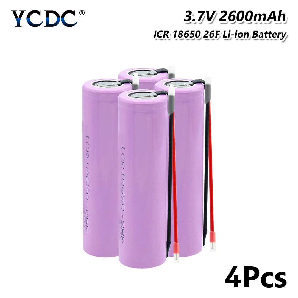 1/2/4x розовый ICR 18650 26F 3,7 V 2600mAh 18650 литий-ионная литиевая батарея, батарея Перезаряжаемые Батарея для Led фонарик Фонарь Vape Мощность банка