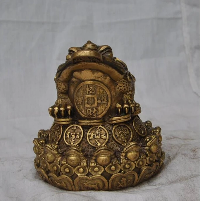 

chinese fengshui bronze Brass Wealth money Golden Toad frog beast lucky statue