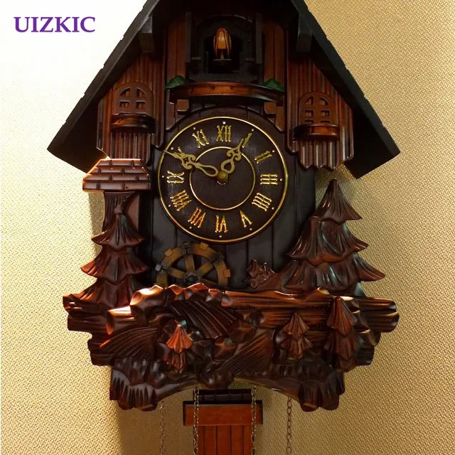 The children rooms Solid wood cuckoo clock Rural wall clock for