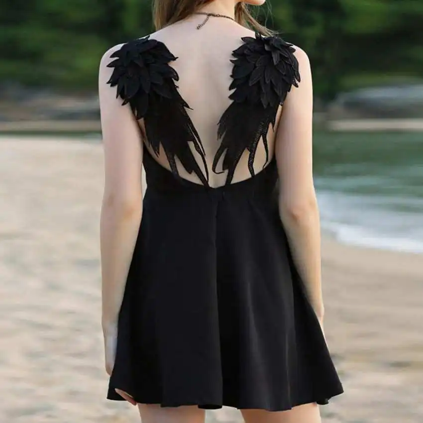 black dress with wings on back