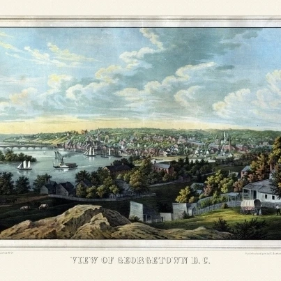 Antique Map of Georgetown Washington DC 1855 King County Poster Print (24 x 36)