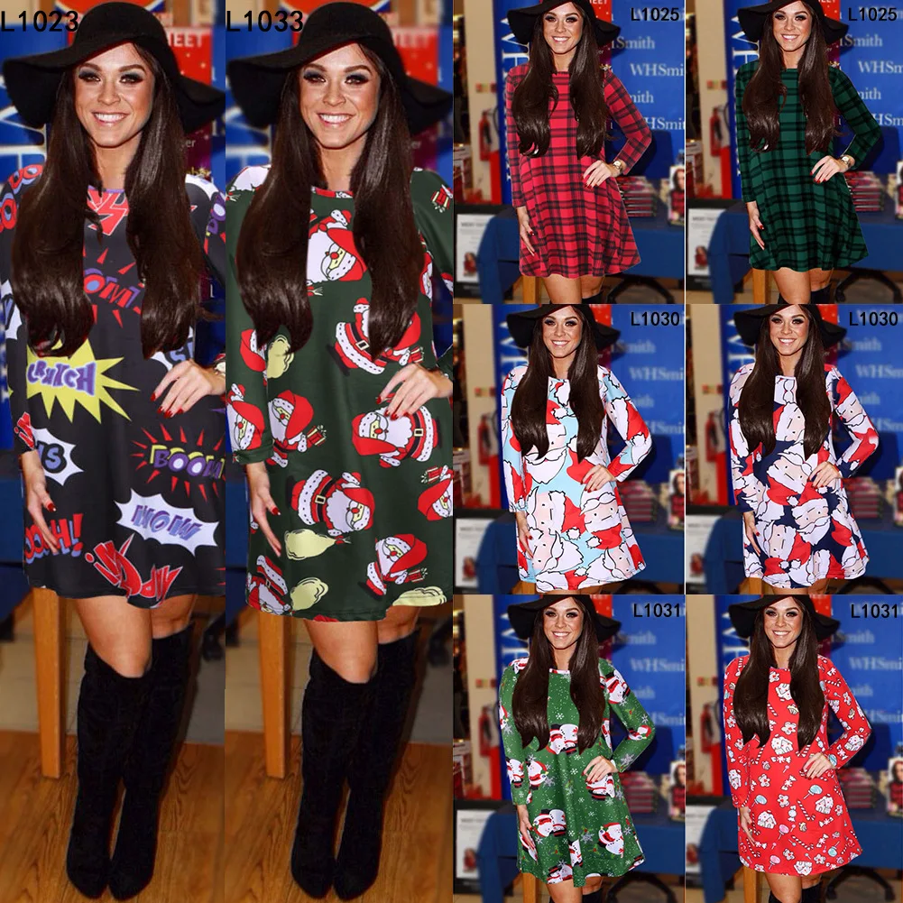 

The New Autumn Cartoon Printing Flowers Women's Dress and Christmas Costumes Performance Dress