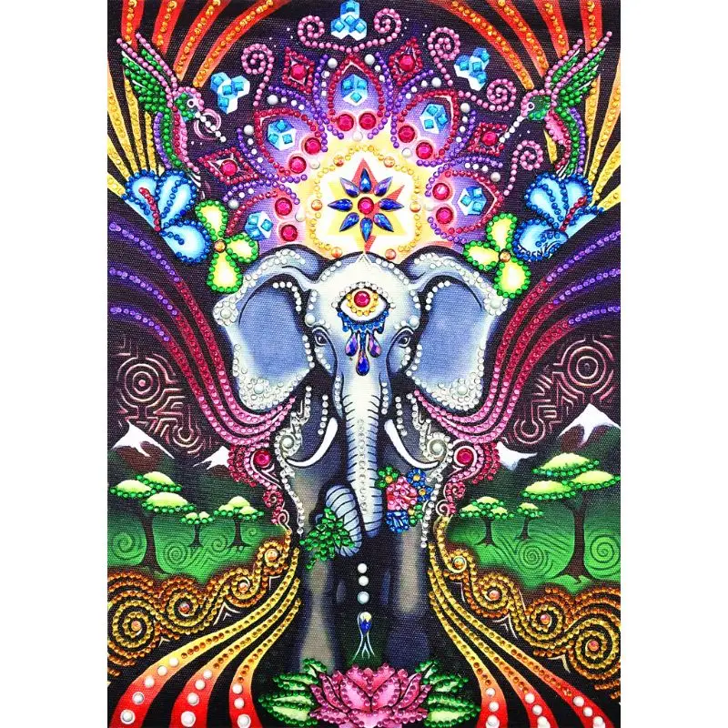 

Lotus Elephant 5D Special Shaped Diamond Painting Embroidery Needlework Rhinestone Crystal Cross Craft Stitch Kit DIY