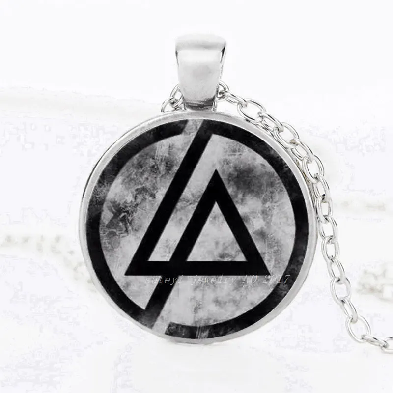 Горячая Мода Linkin Park логотип кулон ожерелье ювелирные изделия стеклянный купол ожерелья для мужчин женщин поклонников аксессуары подарок - Окраска металла: silver5