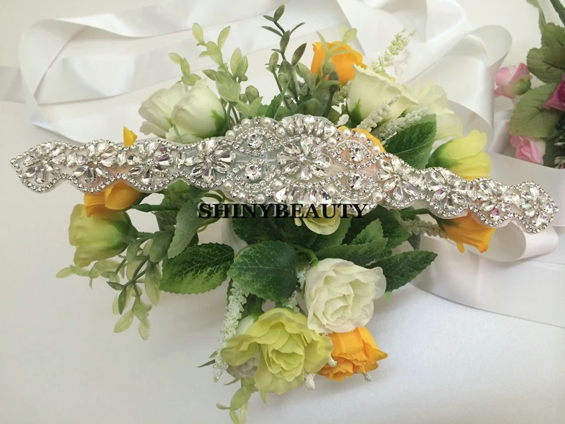 ShiDianYi серебряные стразы аппликация пояс невесты кристалл жемчуг ленты Свадьба для свадебная одежда подружки невесты платья 10PCS-RA118-Y515