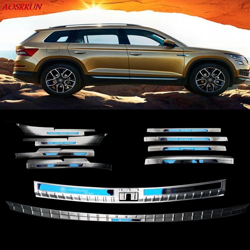 

For Skoda Kodiaq 2016 2017 Stainless Steel Door Sill Strip Welcome Pedal Trim Auto Car-Styling 3D Stickers car Accessories