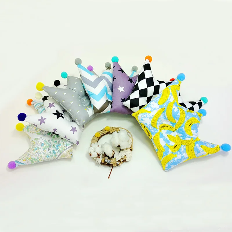 

Newborn 0-24 Month Multi-functional 7 Color Baby Forming Pillow Cotton Pillow Prevent Flat Head Baby Cute Crown Shape Pillow