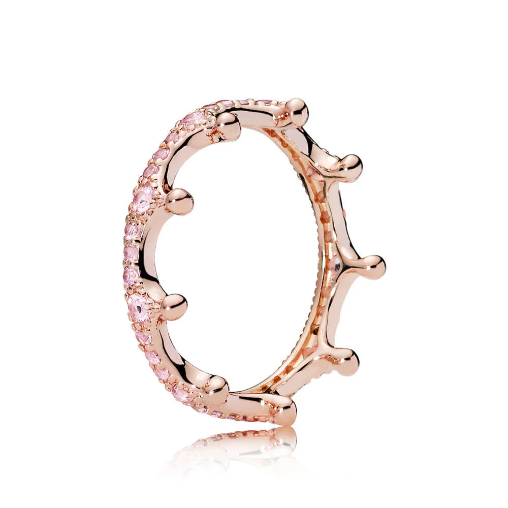 10 стилей женские 925 пробы серебряные кольца с Корона из розового золота обмотки круг кристалл кольцо для женщин ювелирные изделия подарок - Цвет основного камня: R215