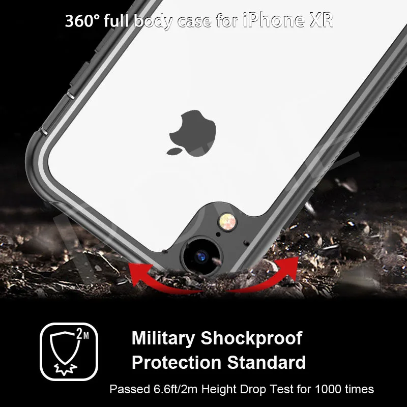 Противоударный чехол для iPhone X XS XR полный корпус Прочный Прозрачный бампер чехол для iPhone XS MAX со встроенной защитой экрана Полный Чехол