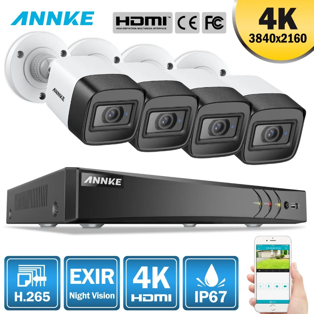ANNKE ру продажи 4K HD Ультрапрозрачная 8CH видеонаблюдения Системы 5in1 H.265 DVR с 4X8X8 Мп