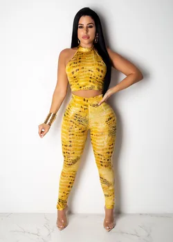

Spring Summer Women Two Piece Set Top and Pants Plus Size Outfits Tracksuit Sweatsuit Outfit Crocodile Print Sexy Active Sets