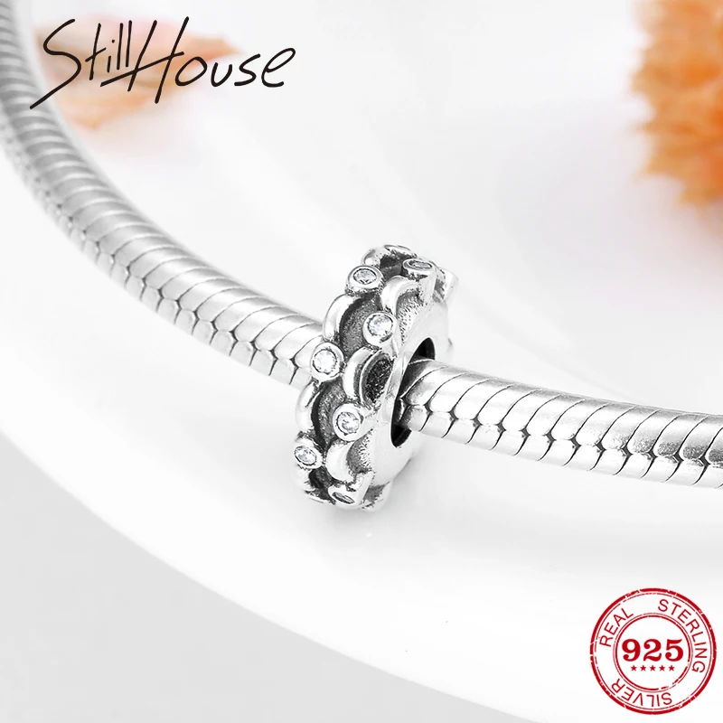 

New 925 Sterling Silver clear CZ spacer Stopper beads for womens trendy 2018 Fit Original Pandora Charm Bracelet Jewelry making