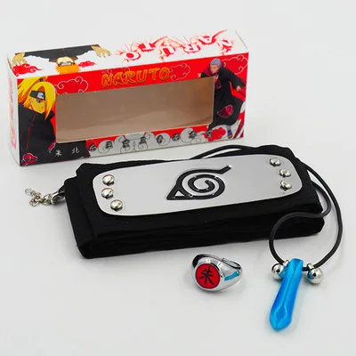 3 шт./компл. аниме повязка Naruto Наруто Итачи Учиха Конохи Косплей повязка кольцо ожерелье аксессуары Akatsuki игрушки - Цвет: Красный