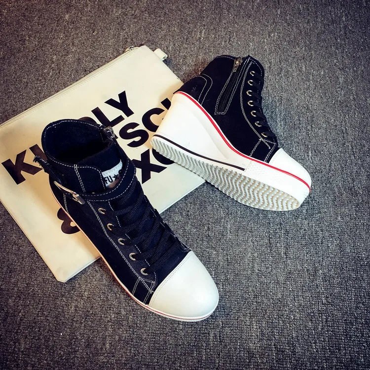 2017 L'intérieur Noir Latérale Mode Haute À rose Glissière rouge Nouvelle Chaussures Toile blanc Doux r0qr4