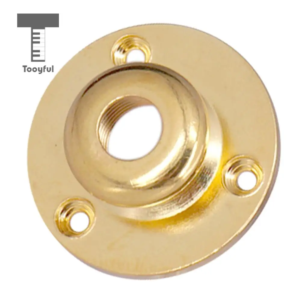 Tooyful Round Metal Threaded Jack Plate Socket Cover Head Cap for Guitar Bass Gold & Silver