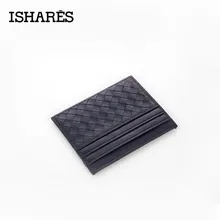 ISHARES 2017 New Genuine Leather Weave Men Women unisex Wallets Credit ID Card Holder Mini Wallet Case Purse Hand-woven IS6051