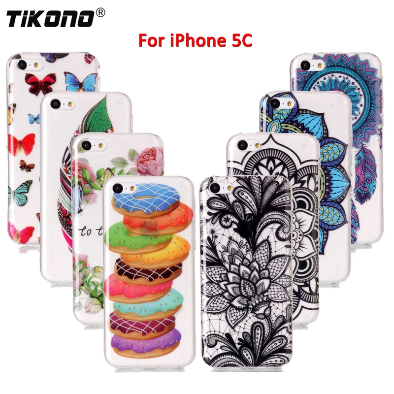 

For Coque iPhone 5C Case Silicone TPU Soft Cover Phone Case for iPhone 5C Cute Flower Clear Cover Case For iPhone 5 C