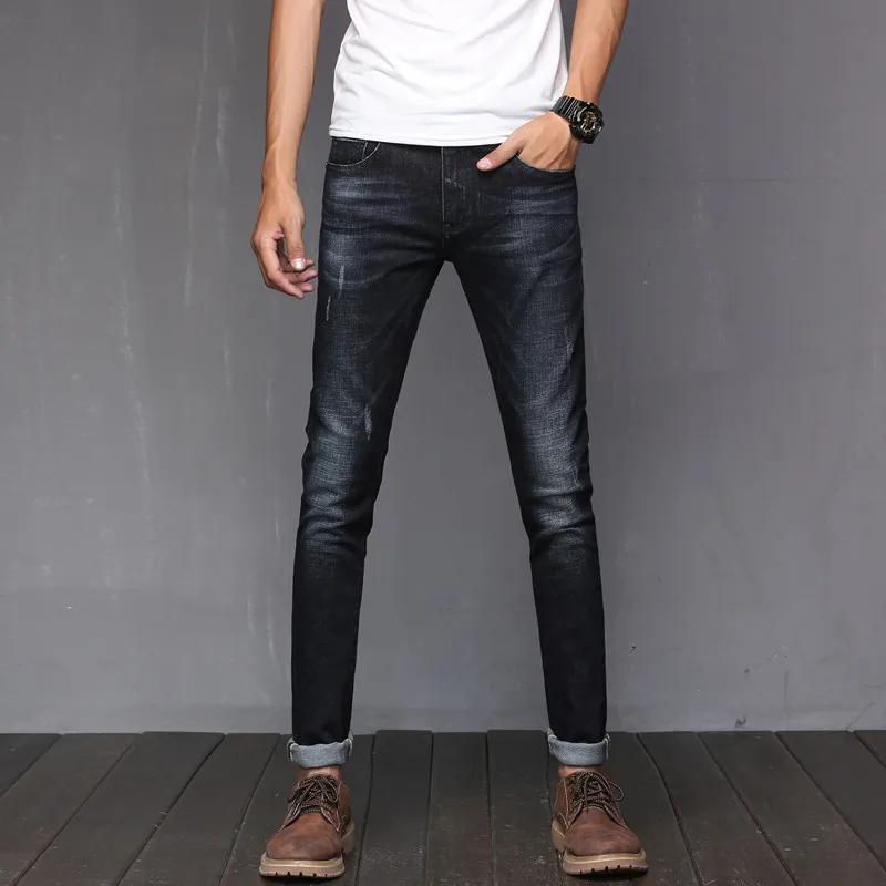 

Odinokov Famous Brand 2017 Slim Jeans Biker Jeans Men Zipper Dark Black Colors Jeans Mens Designer Clothes Pants