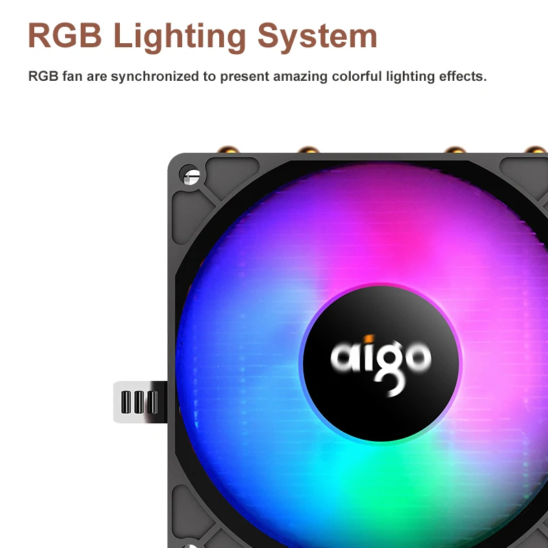 Aigo Вентилятор охлаждения процессора RGB кулер 4 тепловые трубки кулер процессора 90 мм вентилятор Радиатор 3Pin радиатор PC охлаждения для LGA/115X/AM3/AM4/1366/2011