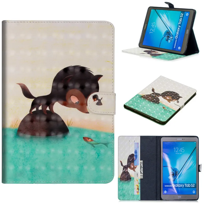 Новый чехол кошелек для Samsung Galaxy Tab S2 9 7 T810 T813 T815 T819 дюйма ТПУ кожа 3D мультяшный