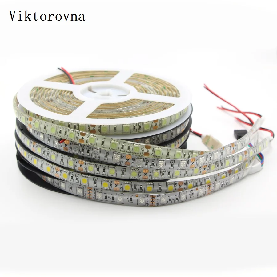 RGB Светодиодная лента 5050 fiexible свет 60led 1 м IP65 Водонепроницаемый DC12V белый теплый 5 10