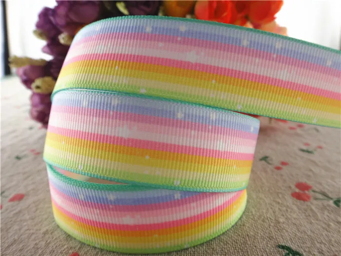 10 Yards Rainbow Stripe Grosgrain Ribbon for DIY Hair Bow