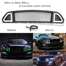 Для Ford Mustang передняя решетка Центр Гриль w/светодиодный светильник лампа белый/зеленый