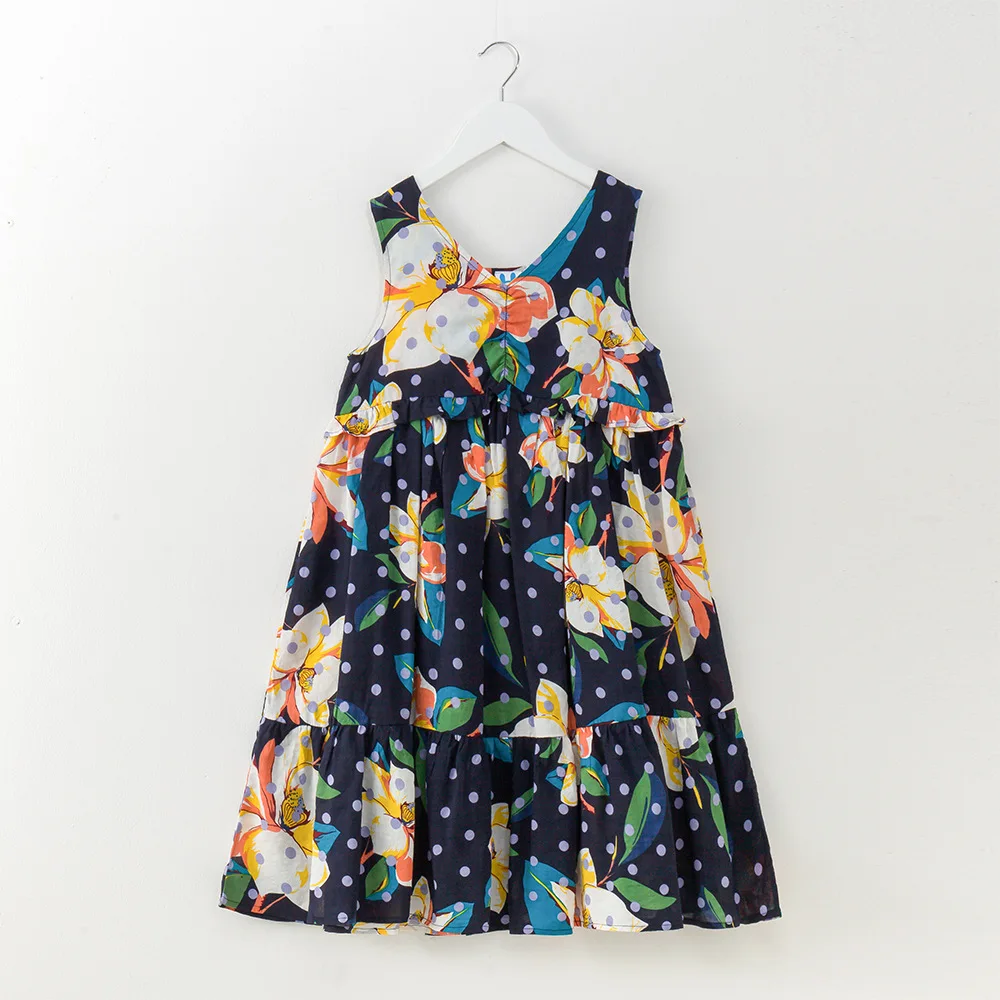 Летнее платье для девочки-подростка детская одежда для От 9 до 11 лет 12 лет Детские Девочки подростковые цветочные принты Boho пляжные платья - Цвет: Blue