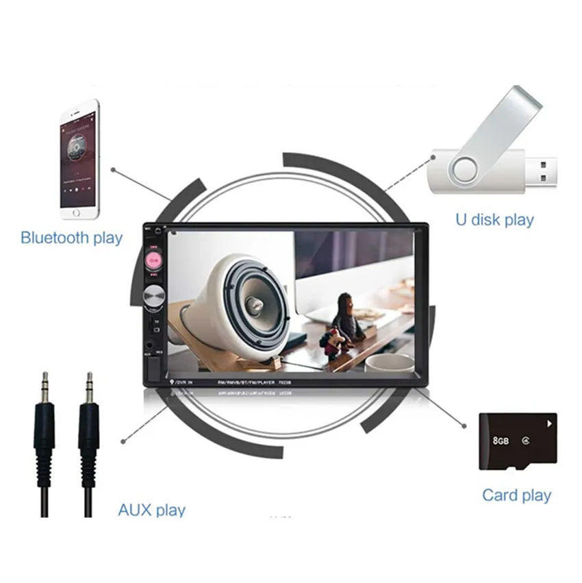 

Touch screen 2 Din Car Radio 7" Bluetooth Stereo Multimedia player Autoradio MP3 MP5 Touch Screen Auto Radio Support Rear View