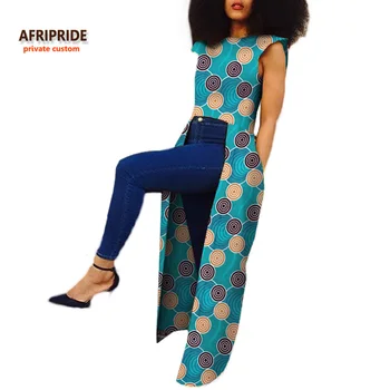 

fashion clothes for women AFRIPRIDE private custom sleeveless long back coat ankle length pure wax cotton plus size A722402