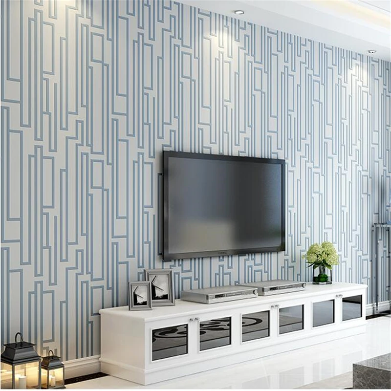 Beibehang papel de parede Living room TV background wallpaper simple modern non woven fabric wall bedroom 3D stereo vertical str