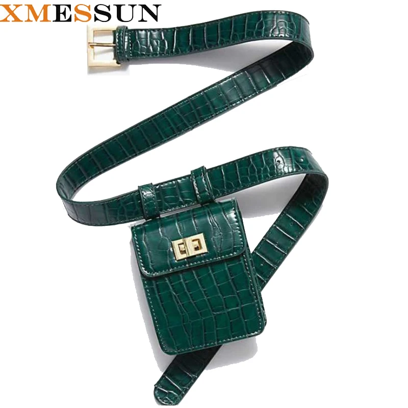 

2019 New Waist Bag Retro Crocodile Leather Pocket Multi-function Shoulder Messenger Bag Brown Green Wholesale Drop shipping F49