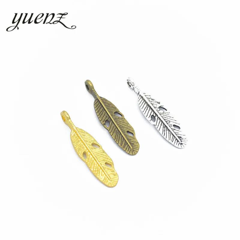

YuenZ 20pcs 3 color Antique bronze feather Charm fit for Bracelets Necklace Pendant DIY Metal Jewelry 28*7mm D307
