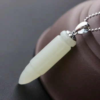 

925 sterling silver pendant Handmade with natural hetian bullet pendant