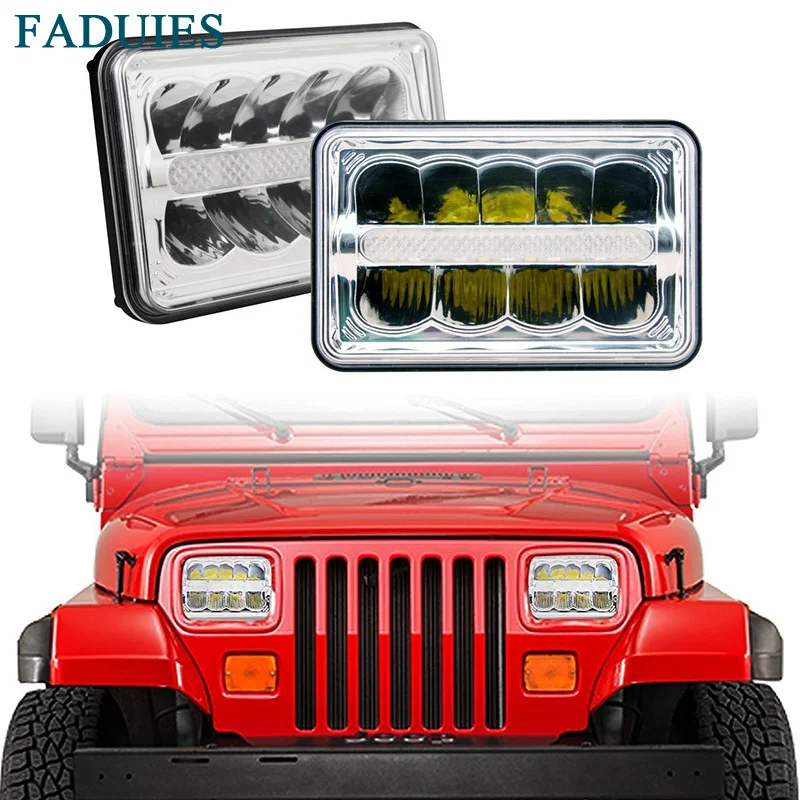 FADUIES 4x6 дюймов светодиодный фары для автомобиля прямоугольный Замена H4651 H4652 H4656