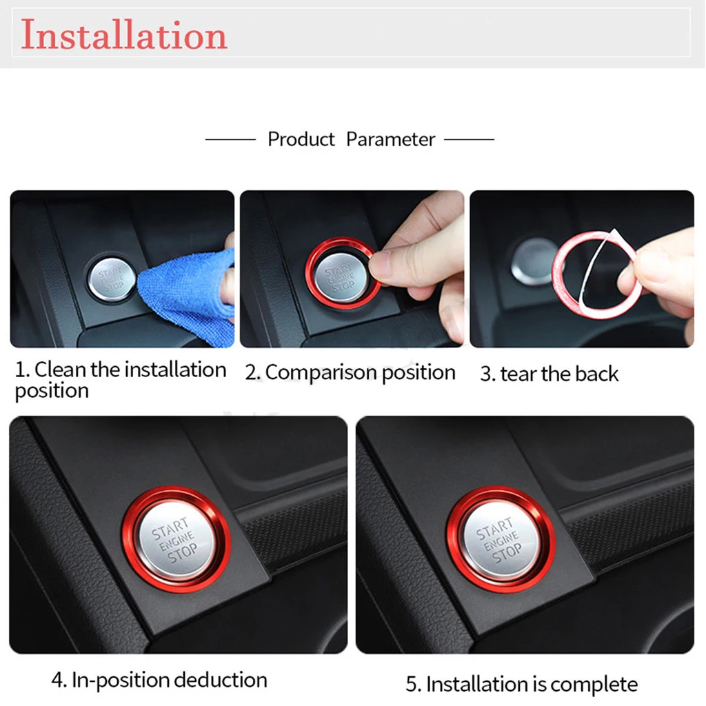 Car Engine Push Start Stop Button Cover Cap Trim Ignition Starter Switch Button knob Sticker Audi A4 A5 B9 2017 2018 Decoration