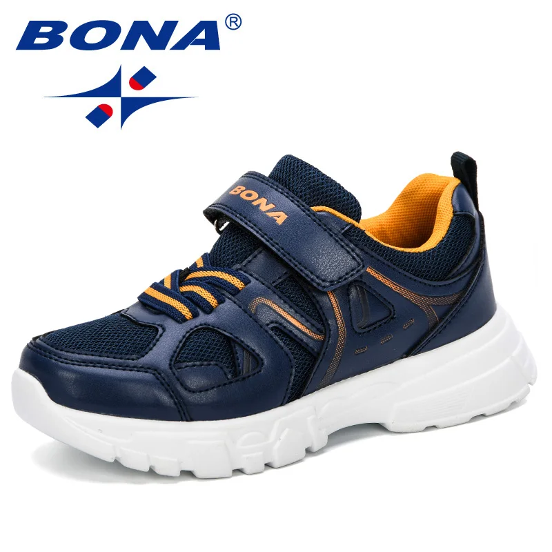 BONA/Новинка года; спортивная детская обувь; детские кроссовки для мальчиков; сезон весна-осень; сетчатая дышащая повседневная обувь для девочек; удобная обувь для бега
