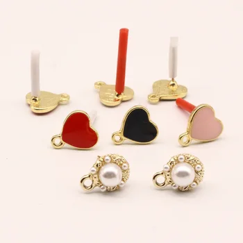 

6pcs Cute Love Heart Dangle Earring Enamel Findings DIY Charms Make Imitation Pearl Earrings Ear Drop Jewelry Accessory C305