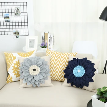 

Nordic modern cotton linen flower cushion cover living room sofa pillow case decorative pillowcase decorative pillow cover