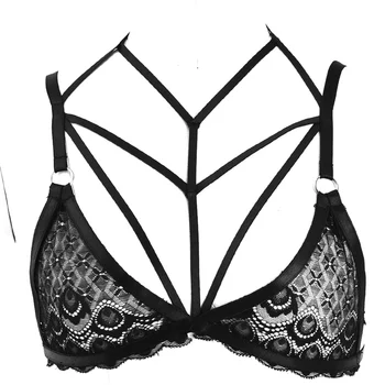 

Black Lace Bra sexy Top Lingerie Pole Dance Body Harness Cage Bra Goth Punk Club Party Rave Bondage Harness for women