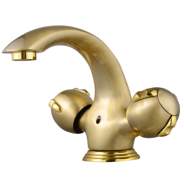 

Luxury Deck Mounted Bronze and Gold 2 Colors of Brass Dual Handle Wash Basin Mixer