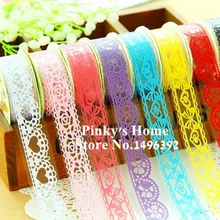 DIY Candy Colors Hot Lace Decoration Roll DIY Washi Paper Decorative Sticky Paper Masking Tape Self Adhesive Tape Scrapbook Tape