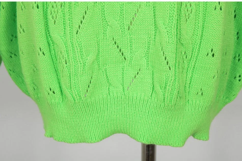 Genayoa, Женский вязаный свитер, пуловер, свободный, Повседневный, джемпер, для женщин, s, с длинным рукавом, полый, джемперы, для девушек, флуоресцентный свитер