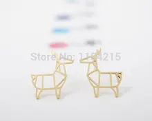 Fashion Animal Copper Origami Deer Stud Earrings for Women Classic Small Deer Party Earrings Gifts EY-E035