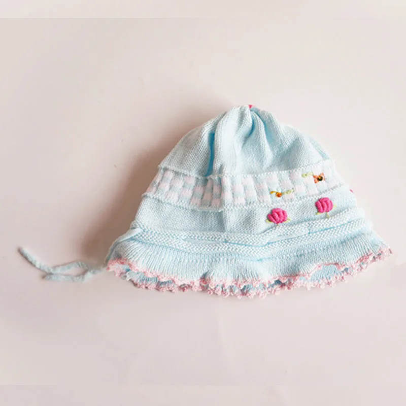 Flower Baby Girl Beanie Hat Crochet Lace Sweet Princess Cotton Cap Infant Newborn Girls Knitted Bonnet Soft for Spring Autumn (11)
