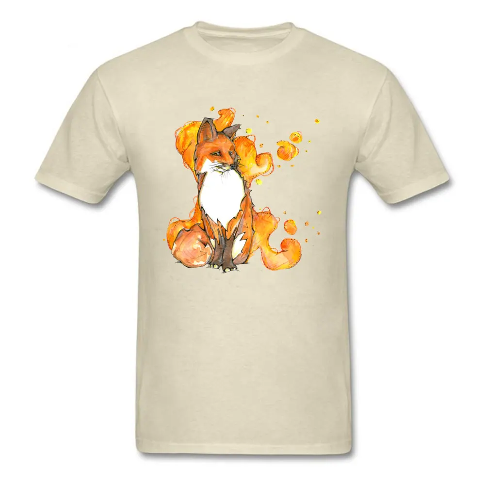 Company Mens T-Shirt Round Neck Short Sleeve 100% Cotton Sitting Fox Tees Design Top T-shirts Drop Shipping Sitting Fox beige