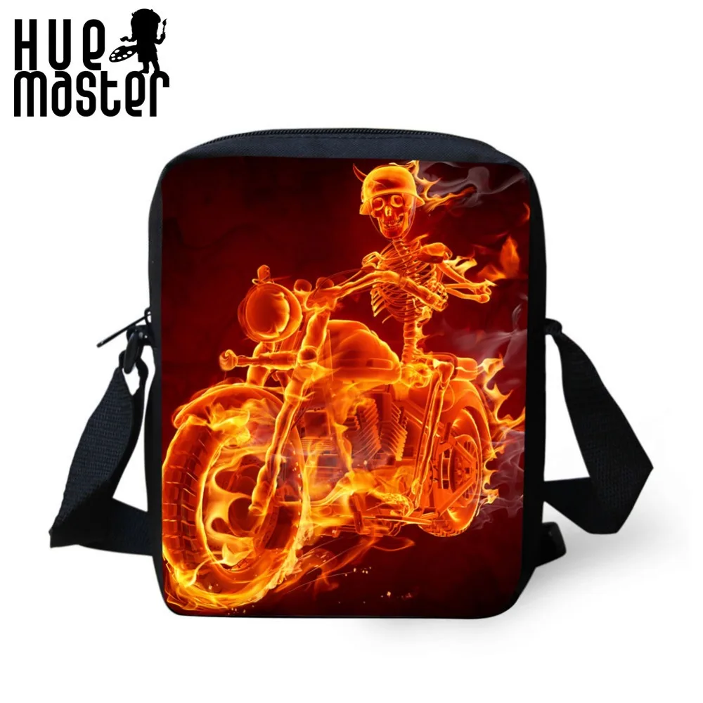 

HUE MASTER back zipper pocket design children messenger bags cool print boy girls skeleton messenger bags crossbody shoulderbags