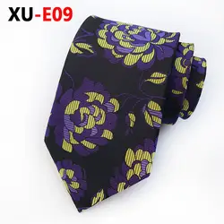 Мужской галстук из шелка, этот галстук достаточно элегантный, чтобы взять на работу фиолетовый и желтый полосатый галстук с растительным