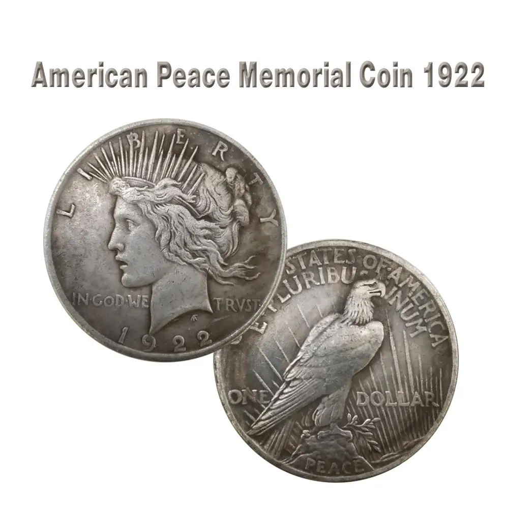 1921/1922/1927 Статуя Свободы и мира Монета серебряный доллар Орел коллекция 38 мм - Цвет: 1922