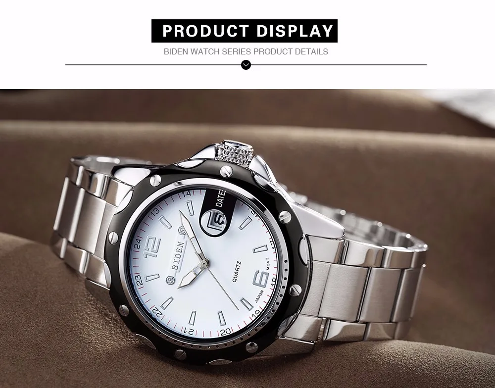 Мужские часы BIDEN, ремешок из нержавеющей стали, часы в стиле милитари, повседневные модные наручные часы, водонепроницаемые часы для мужчин, мужские часы